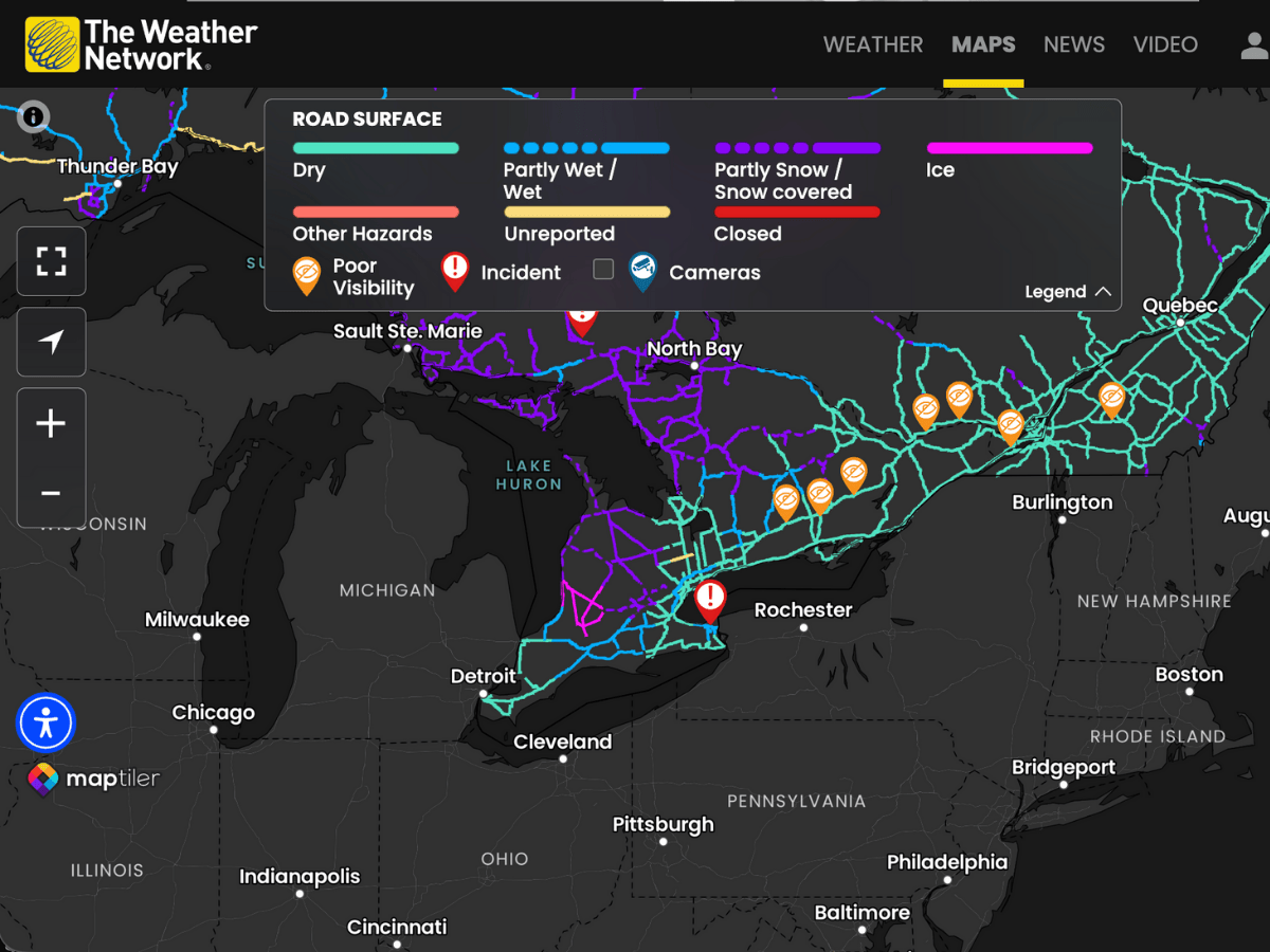 Highway Conditions Map (Weather Network)